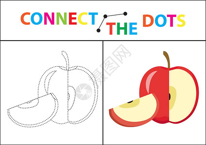 涂色素材水果儿童运动技能教育游戏 连接点图片 对于学龄前儿童 在虚线上画圈并涂色 着色页 矢量图卡片工作绘画乐趣插图学习孩子痕迹逻辑学校设计图片