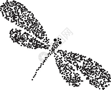 种瓜点豆矢量蜻蜓剪影 用黑白翅膀隔离的豆娘的卡通图形插图 素描昆虫蜻蜓墨水航班漏洞雕刻卡片打印荒野动物群卡通片涂鸦插画