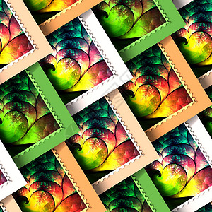 方形邮票无缝分形邮票图案皮革 til地板奢华背景方形艺术艺术品邮票瓷砖马赛克纹理背景