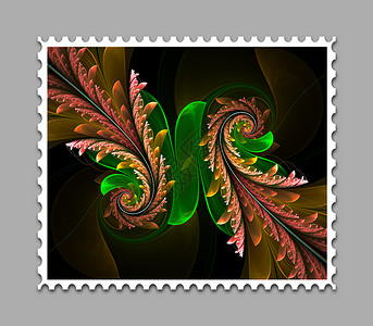 计算机生成的分形艺术品邮票模板马赛克插图艺术万花筒阴影黑色装饰品邮政创造力明信片背景图片