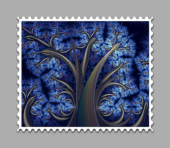 计算机生成的分形艺术品邮票模板马赛克阴影黑色装饰品明信片邮政万花筒插图创造力艺术背景图片