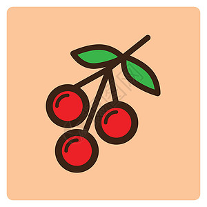 平色樱桃图标卡通片季节水果背景图片