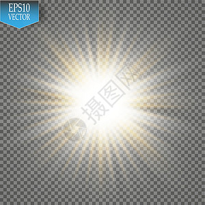 星星透明发光效果 在透明背景上闪闪发光的星暴 矢量图镜片插图阳光强光艺术褪色耀斑射线火花太阳设计图片