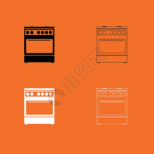 炉子配件厨房炉子黑白图标插画
