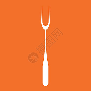 餐具叉大叉白图标生活胶木商品烤肉餐具烹饪格栅白色金属工具插画