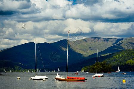天气良好航行船只丘陵蓝色农村活动英语国家戏剧性帆船爱好绿色背景图片