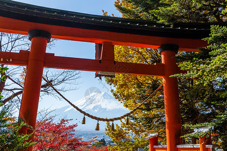 浅间神社富士山日本人旅行高清图片