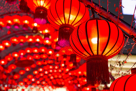 中国红灯庆典灯笼文化月球节日背景图片