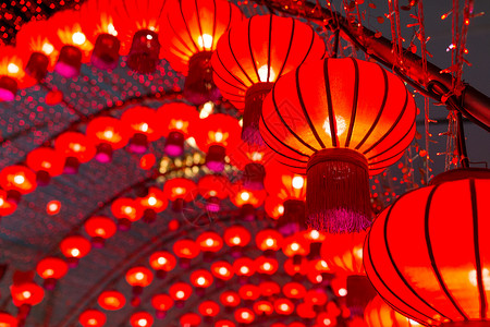 晚上红中国灯笼背景图片