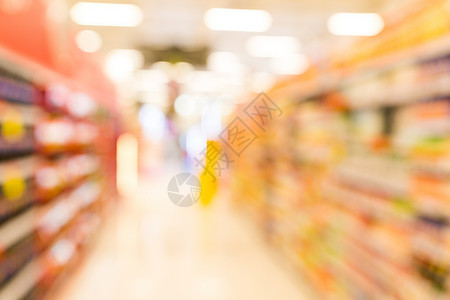 超市背景模糊与bokeh架子购物者商品地面顾客美食部门市场篮子商业背景图片