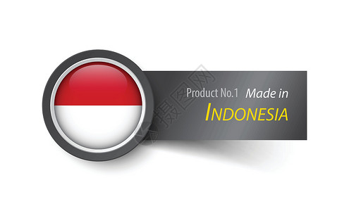 印度尼西亚雅加达印度尼西亚文文本的旗帜图标和标签标志设计图片