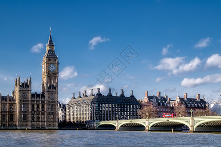 Big Ben 和议会众议院的观点背景图片
