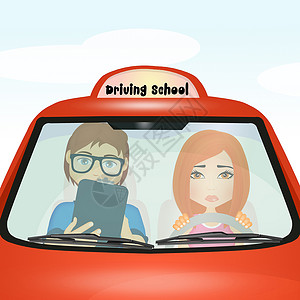 助学讲师运输女孩方向盘考试插图执照教授女士车辆背景图片