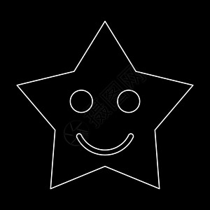 微笑的恒星白色路径图标背景图片