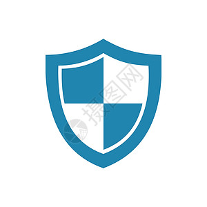 盾牌防御白色背景上的蓝色高安全盾牌图标插画