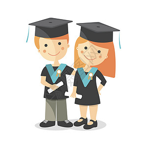 学生毕业庆典毕业典礼上一个男孩和一个女孩设计图片