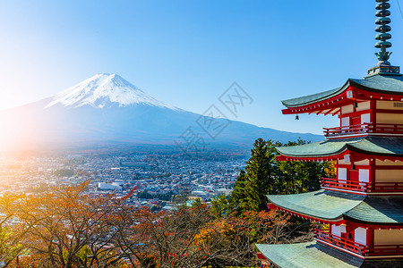 浅间神社富士山佛教太阳高清图片