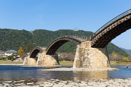 日本金台桥旅行场景历史性风景游客城堡历史地标建筑学背景图片