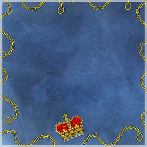 蓝色背景和皇冠的花朵框架黑色白色艺术红色流行背景图片