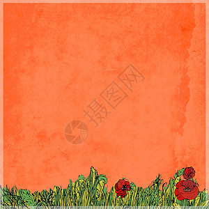 有花朵的橙色背景背景图片