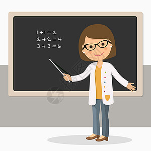 课堂上黑板上数学课的年轻女教师背景图片