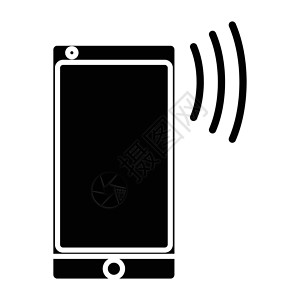 黑竖屏纯黑平坦的黑手机图标插画