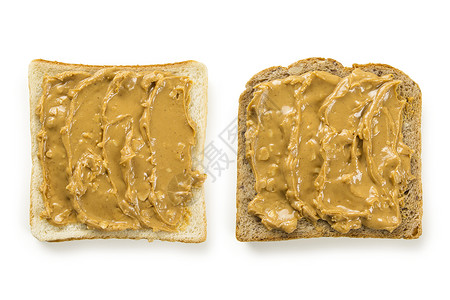 花生面包带花生酱的面包片食物奶油状阴影午餐面包脆皮背景