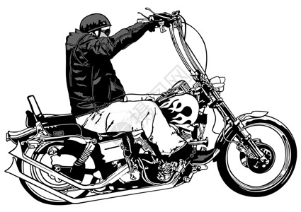 哈雷戴维森砍刀骑士插图旅游摩托车手菜刀机器路线发动机车轮引擎运输插画