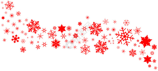 红圣诞雪花班纳插图季节性艺术品横幅绘画红色下雪艺术背景图片
