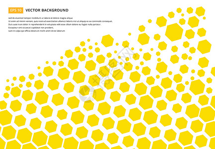 蜂窝网络黄色六边形图案概念设计抽象技术黑色插画