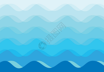 水韵律第三篇蓝色海浪 Vecto 的抽象背景插画