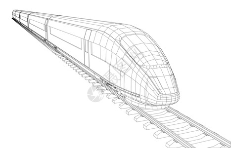 公路铁路两用桥现代高速列车剪影3d技术旅行多边形火车引擎铁路艺术运输创新设计图片