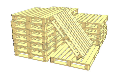木头箱木质货盘 白纸孤立贮存购物工作店铺包装托盘货运船运木材仓库插画