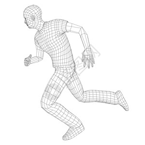 跑马圈地线框跑马插图艺术赛跑者运动训练短跑身体竞赛草图男人设计图片