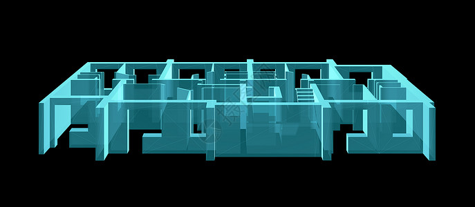 红色边框楼层图X光 公寓楼模模范楼层绘画解剖学x光房子印刷建造蓝图蓝色建筑师3d背景