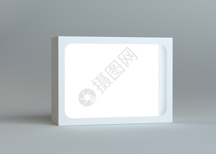 一个现实的白色空包装纸板框空白包装公司电脑小样消费者品牌软件盒子销售背景图片