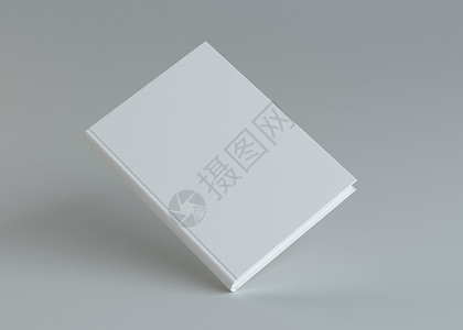 灰色背景上的白书模板小册子教科书床单畅销书空白阅读3d小样文档精装背景图片