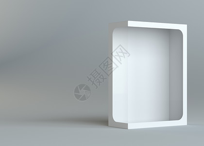 一个现实的白色空包装纸板框空白品牌电脑公司广告玩具产品推介会小样窗户背景图片