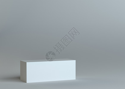 灰色背景上的白色空框盒子美术对象渲染博物馆容器架子空间3d空白背景图片