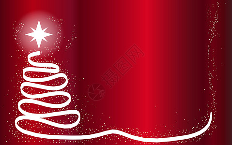 圣诞树背景 可写作的圣诞树背景艺术季节星星下雪红色雪花丝带绘画季节性艺术品背景图片