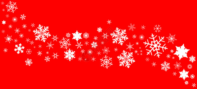 红白圣诞雪花班纳下雪艺术红色绘画艺术品季节性横幅插图背景图片
