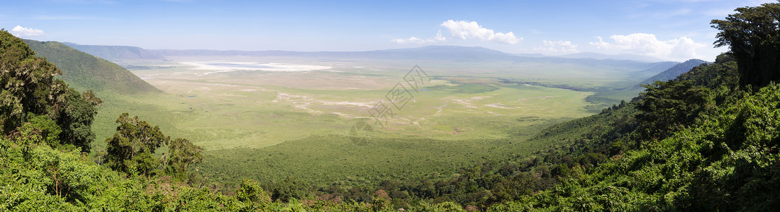 恩饶坦桑尼亚 非洲Ngorongoro火山坑的全景背景