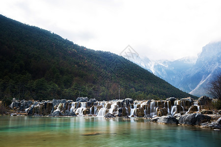 利江蓝月亮谷目的地旅游旅行背景图片