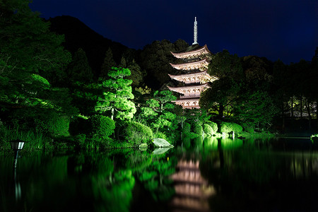 晚上在日本的鲁里子寺寺高清图片