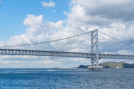 大鸣人桥明石海峡旅游白色建筑淡路天空阳光涡流晴天背景图片