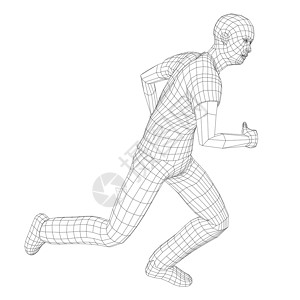 跑马圈地线框跑马男人慢跑运动员训练跑步赛跑者草图肌肉运动男性设计图片