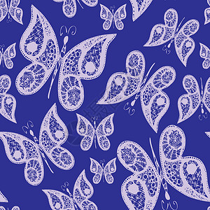 无缝的抽象图案背景与飞翔的手绘蝴蝶 插图 纺织品或纸张的设计小册子季节装饰蓝色绘画植物昆虫翅膀织物风格背景图片