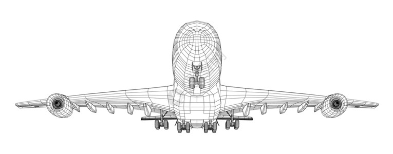 线框样式的飞机翅膀草图技术乘客空气飞机场速度艺术喷射旅游背景图片