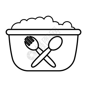食盐薄线谷物碗图标插画