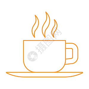 热饮茶薄线热饮图标设计图片